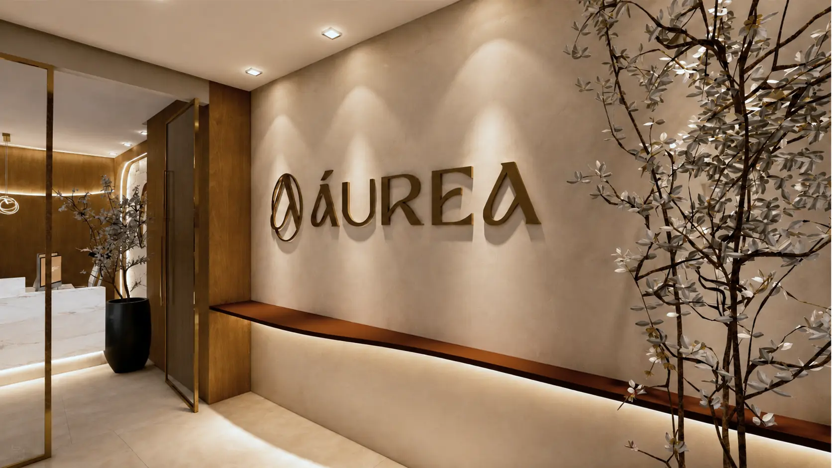 Ambiente acolhedor e sofisticado da Áurea Clinic