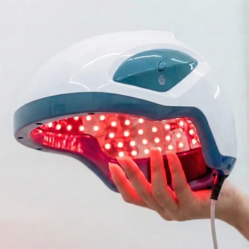 Capacete de LED utilizado em protocolos capilares